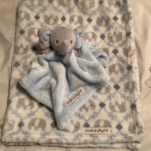 Blankets & Beyond- Blue Elephant Security Lovey & Matching Blanket